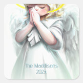 Prachtig Little Girl Angel Wings Custom Vierkante Sticker (Voorkant)
