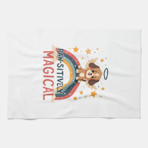 Prachtig Magische Puppy Vintage Regenboog Engel D Theedoek