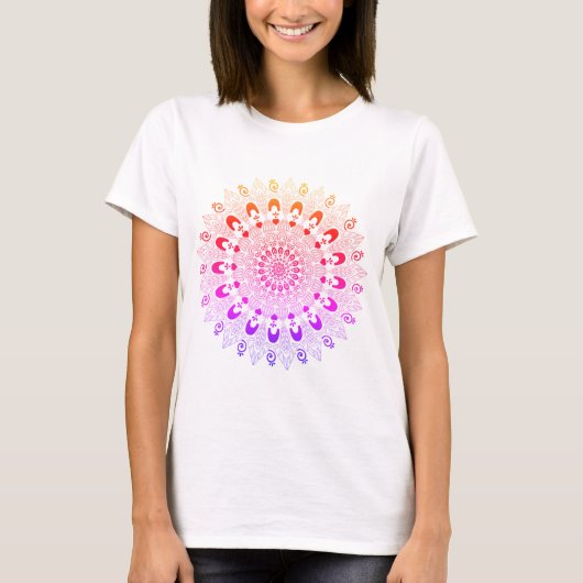 Prachtig Mandala Bloem Kleurrijk Ombre Design T-shirt (Voorkant)
