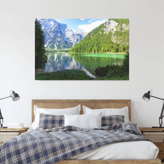 Prachtig meer in de Dolomieten Zuid-Tirol Italië Canvas Afdruk (Insitu (Slaapkamer))