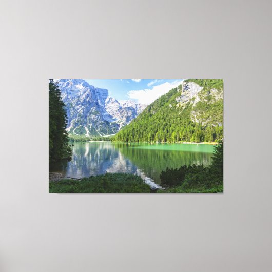 Prachtig meer in de Dolomieten Zuid-Tirol Italië Canvas Afdruk (Voorkant)