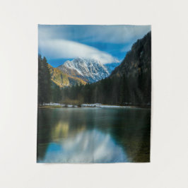 Prachtig meer met de bergen Zgornje Jozersko Slo Wandkleed