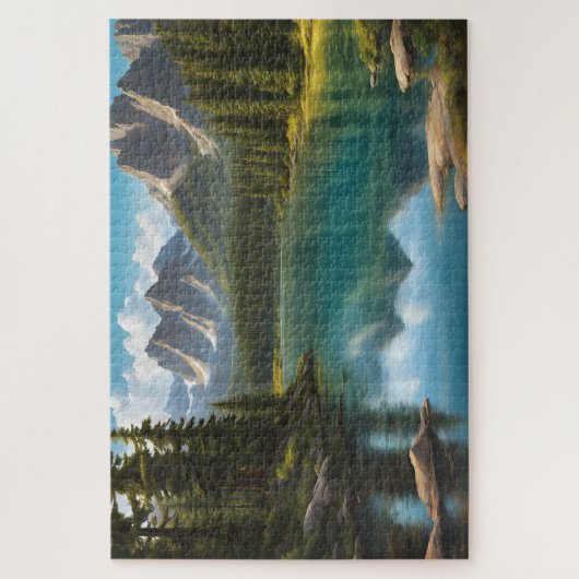 Prachtig meer met reflecties legpuzzel (Verticaal)