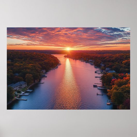 Prachtig meer van de Ozarks Sunset Photography Poster (Voorkant)