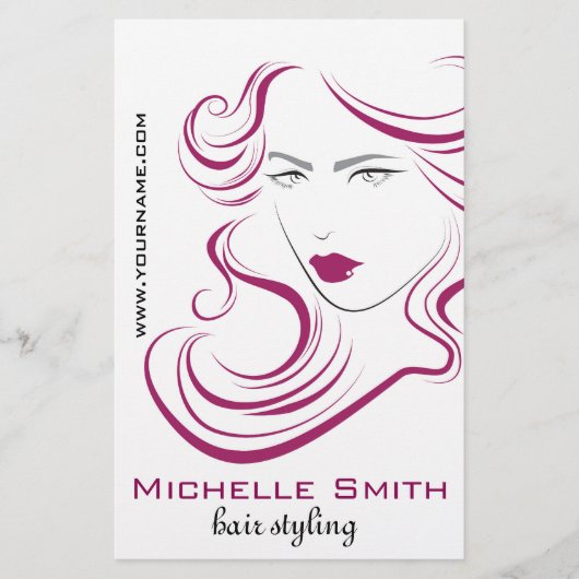 Prachtig meisje-icoon paars haar Kapsalon branding Flyer (Voorkant)