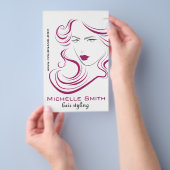 Prachtig meisje-icoon paars haar Kapsalon branding Flyer (Hand)