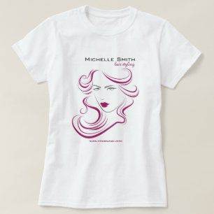Prachtig meisje-icoon paars haar Kapsalon branding T-shirt