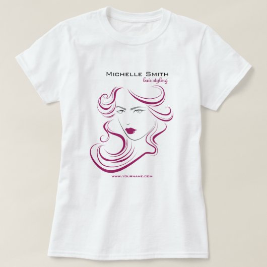 Prachtig meisje-icoon paars haar Kapsalon branding T-shirt (Design voorkant)
