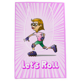 Prachtig meisje op rollerschaatsen medium cadeauzakje
