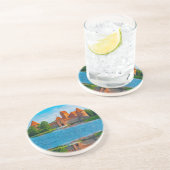 Prachtig middeleeuws kasteel aan Blue Lake Zandsteen Onderzetter (Zijkant)