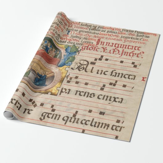 Prachtig middeleeuws muziekmanuscript cadeaupapier (Uitgerold)