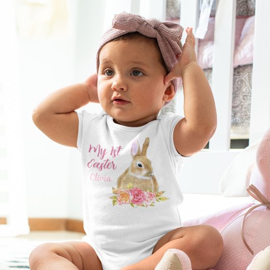 Prachtig mijn eerste paasbundel bloemen Roze Aange Romper