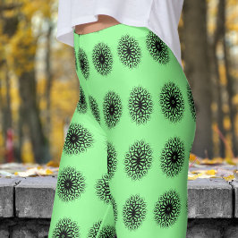 Prachtig Mint Green en Black Mandela patroon Leggings