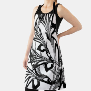 Prachtig modern kunst ontwerp zwart-wit jungle schort
