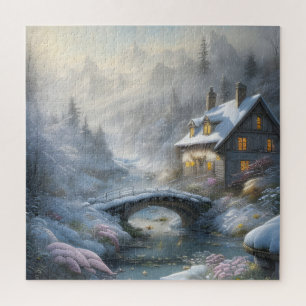 Prachtig modern sneeuw winter landschap legpuzzel