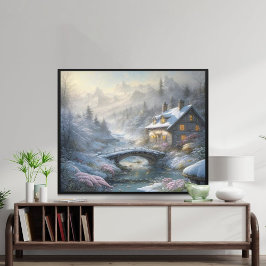 Prachtig modern sneeuw winter landschap poster