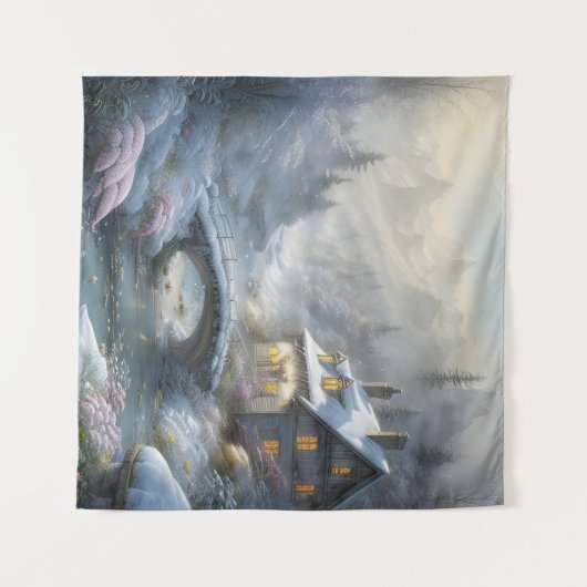 Prachtig modern sneeuw winter landschap wandkleed (Voorkant (horizontaal))