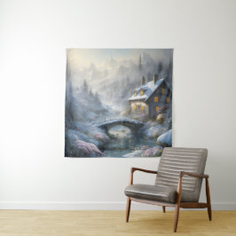 Prachtig modern sneeuw winter landschap wandkleed