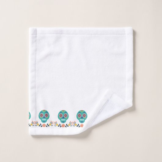 Prachtig Modern snoepjes schedel Blauw Roze Wit Bad Handdoek (Wasdoekje)