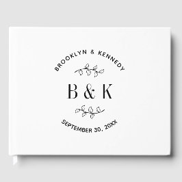 Prachtig monogram bloem botanische huwelijks koppe gastenboek
