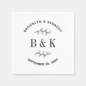 Prachtig Monogram Bloemige Botanische Trouw Koppel Servet (Voorkant)