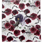 Prachtig mooi | Donkere gotische Rozen met vleermu Douchegordijn (Voorkant)