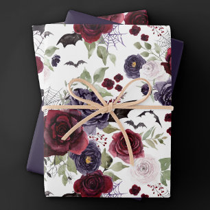 Prachtig mooi   Donkere gotische Rozen met vleermu Inpakpapier Vel