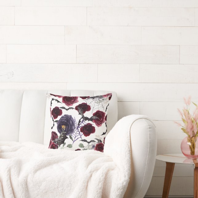 Prachtig mooi | Donkere gotische Rozen met vleermu Kussen (Bank)