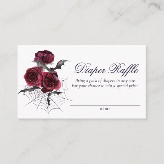 Prachtig mooi | Gothic Floral Bat Diaper Raffle Informatiekaartje (Voorkant)