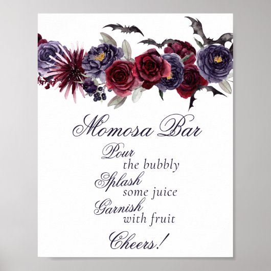 Prachtig mooi | Gothic Floral Bats Momosa Bar Poster (Voorkant)
