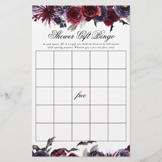 Prachtig mooi | Gothic Floral Shower Gift Bingo (Voorkant)