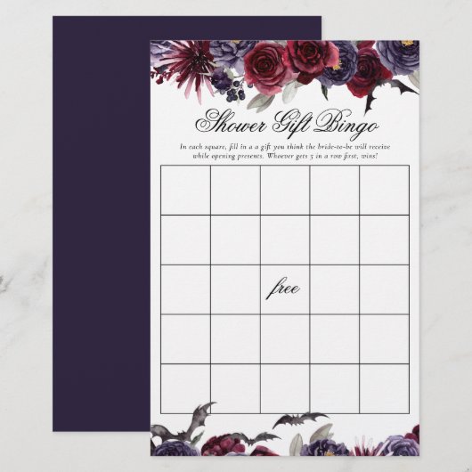 Prachtig mooi | Gothic Floral Shower Gift Bingo (Voorkant / Achterkant)