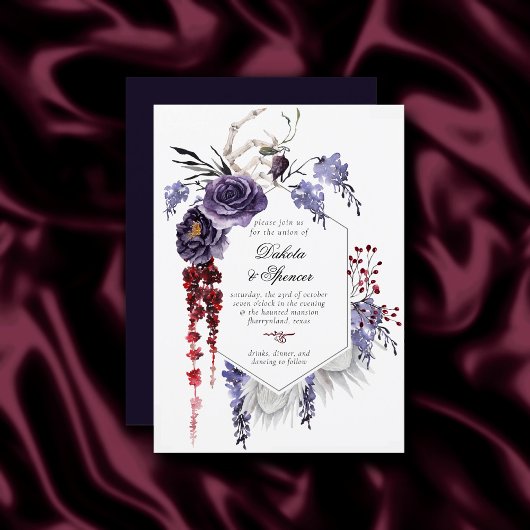 Prachtig mooi | Gothic Floral Skeleton Wedding Kaart