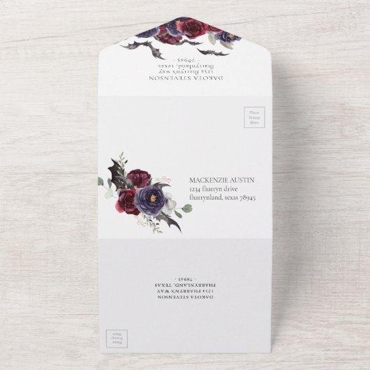 Prachtig mooi | Paarse geitenvleermuizen All In One Uitnodiging (Buitenkant)