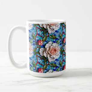 Prachtig mozaïek bloemen patroon koffiemok