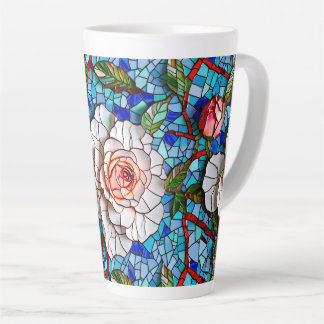 Prachtig mozaïek bloemen patroon latte mok