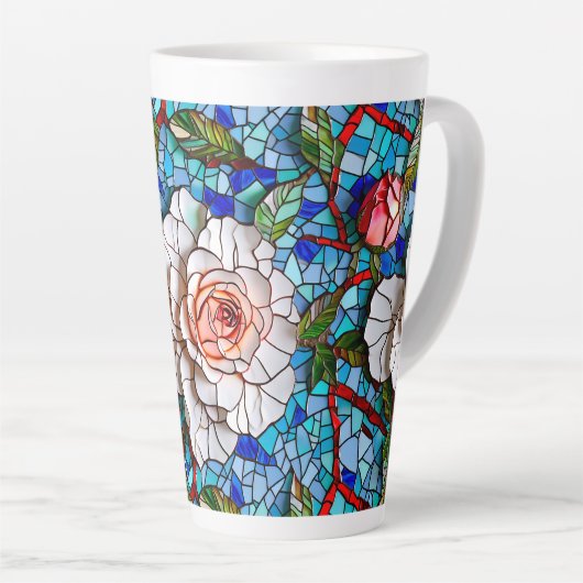 Prachtig mozaïek bloemen patroon latte mok (Rechterhoek)