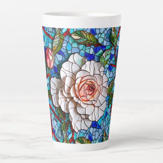Prachtig mozaïek bloemen patroon latte mok (Voorkant)