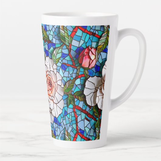 Prachtig mozaïek bloemen patroon latte mok (Rechts)