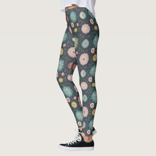 Prachtig Multi kleur bloemenpatroon Leggings (Links)