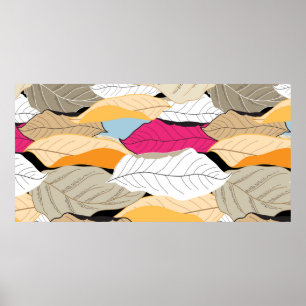 prachtig naadloos herfstpatroon van gekleurd verlo poster