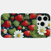 Prachtig natuurlijk aardbei- en bloemmotief. Case-Mate iPhone case (Achterkant (horizontaal))
