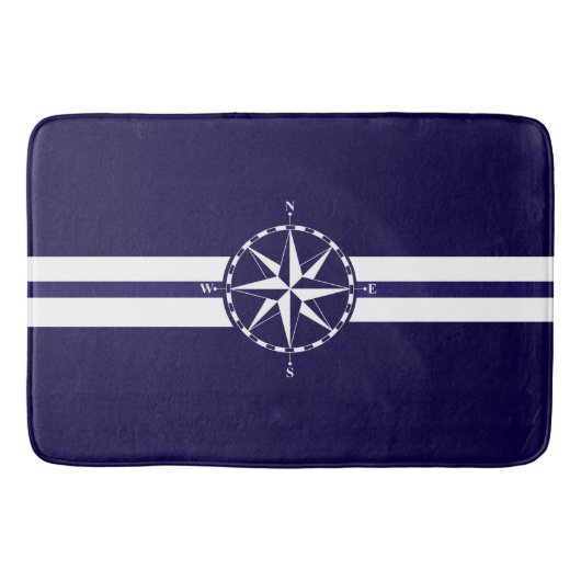 Prachtig Nautical Compass Blue Nautical Thema Badmat (Voorkant)
