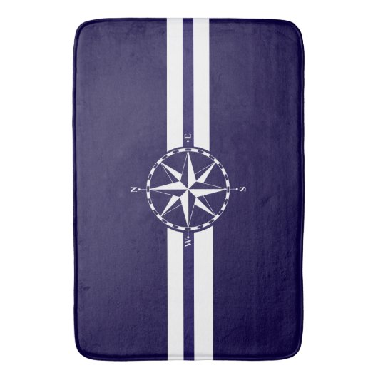 Prachtig Nautical Compass Blue Nautical Thema Badmat (Voorkant Verticaal)
