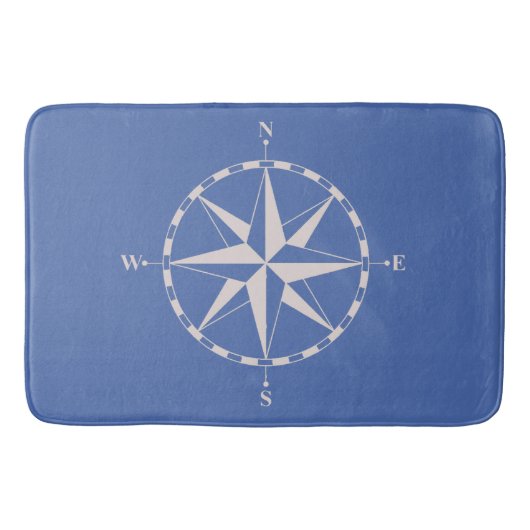 Prachtig Nautical Compass Blue Nautical Thema Badmat (Voorkant)