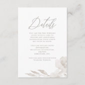Prachtig neutraal bloemig bruiloft gastdetail informatiekaartje (Voorkant)