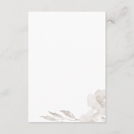 Prachtig neutraal bloemig bruiloft gastdetail informatiekaartje (Achterkant)