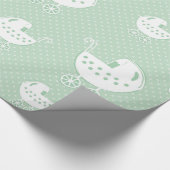 Prachtig neutraal Mint Green Baby Pattern Cadeaupapier (Hoek)