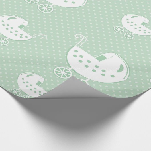 Prachtig neutraal Mint Green Baby Pattern Cadeaupapier (Hoek)