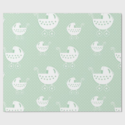 Prachtig neutraal Mint Green Baby Pattern Cadeaupapier (Vlak)